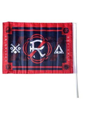 NEW ENGLAND REVOLUTION Soccer MLS Hand Flags Double Sided Set Of 4 12.5X18.5”